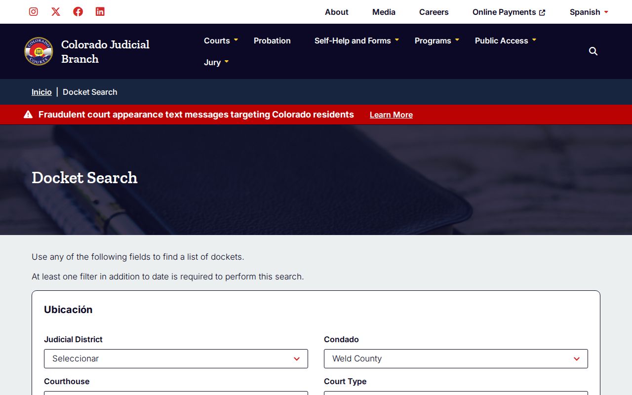 Weld County residents directory court docket search