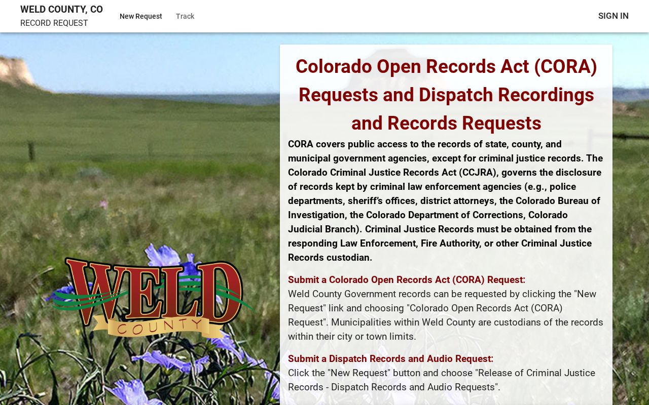 Weld County residents directory public records request portal